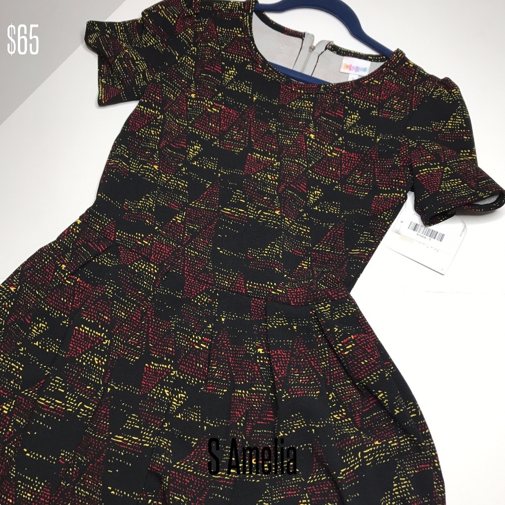 LuLaRoe Amelia Dress Pockets Pleats